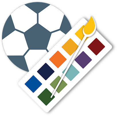 Icon of a soccer ball and a paint pallet